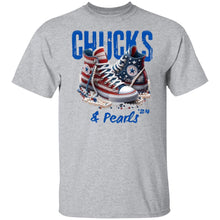 Load image into Gallery viewer, CHUCKS AND PEARLS RED WHITE BLUE T SHIRT
