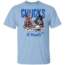 Load image into Gallery viewer, CHUCKS AND PEARLS RED WHITE BLUE T SHIRT