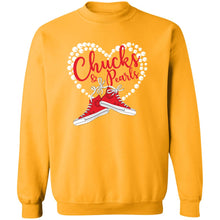 Load image into Gallery viewer, CHUCKS N PEARLS RED IN A HEART Sweatshirt
