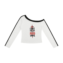 Load image into Gallery viewer, Women’s Color Block Off-the-Shoulder T-Shirt
