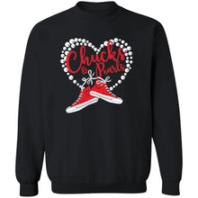 Load image into Gallery viewer, CHUCKS N PEARLS RED IN A HEART Sweatshirt
