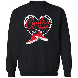 CHUCKS N PEARLS RED IN A HEART Sweatshirt