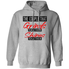 Load image into Gallery viewer, THE COUPLE THAT GRINDS TOGETHER SHINES TOGETHER HOODIE
