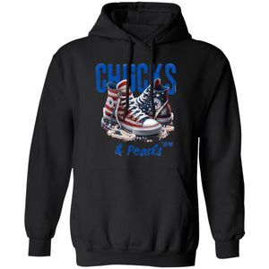 CHUCKS AND PEARLS RED WHITE BLUE G185 Pullover Hoodie