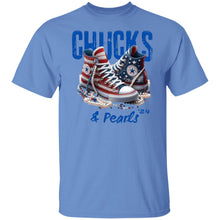 Load image into Gallery viewer, CHUCKS AND PEARLS RED WHITE BLUE T SHIRT
