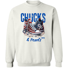 Load image into Gallery viewer, CHUCKS AND PEARLS RED WHITE BLUE  SWEATSHIRT
