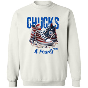 CHUCKS AND PEARLS RED WHITE BLUE  SWEATSHIRT