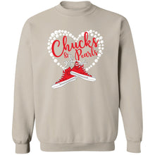 Load image into Gallery viewer, CHUCKS N PEARLS RED IN A HEART Sweatshirt
