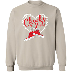 CHUCKS N PEARLS RED IN A HEART Sweatshirt