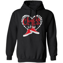 Load image into Gallery viewer, CHUCKS N PEARLS RED PEARLS IN A HEART Hoodie
