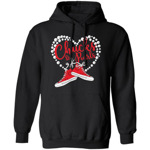 CHUCKS N PEARLS RED PEARLS IN A HEART Hoodie