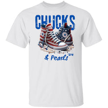 Load image into Gallery viewer, CHUCKS AND PEARLS RED WHITE BLUE T SHIRT
