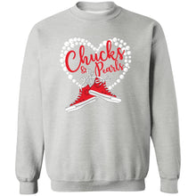 Load image into Gallery viewer, CHUCKS N PEARLS RED IN A HEART Sweatshirt
