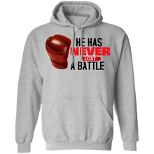 Load image into Gallery viewer, He Has Never Lost A Battle Hoodie
